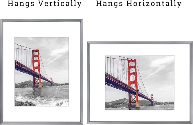 Frametory 11x14 Dark Gray Aluminum Metal Picture Frame Mat for 8x10 Glass