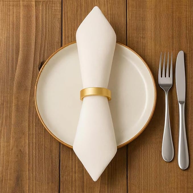 12 Pcs Stainless Steel Napkin Rings - Matt Gold Napkin Holder(Semicircle) | Matt Gold Napkin Holder Buckles for Table Kitchen Dinner Party Wedding Christmas Party