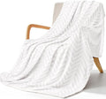 Whale Flotilla Flannel Fleece Throw Blanket for Couch, White | Lightweight Breathable Soft Sofa Throws, Plush Fluffy Chevron Design Decorative Blankets for All Season, 50x60 Inch