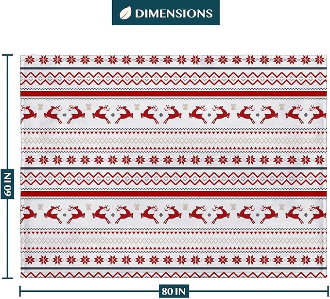 PAVILIA Christmas Throw Blanket | Holiday Christmas Reindeer Snowflakes Fleece Blanket | Soft, Plush, Warm Winter Cabin Throw,60x80 (White Reindeer)