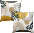 Minimalist Mid Century Modern Throw Pillow Covers 22x22 Boho Pillow Covers Tropical Green Leaves Modern Art Pillow Cases Soft Touch Room Decor for Sofa Couch Pack of 2