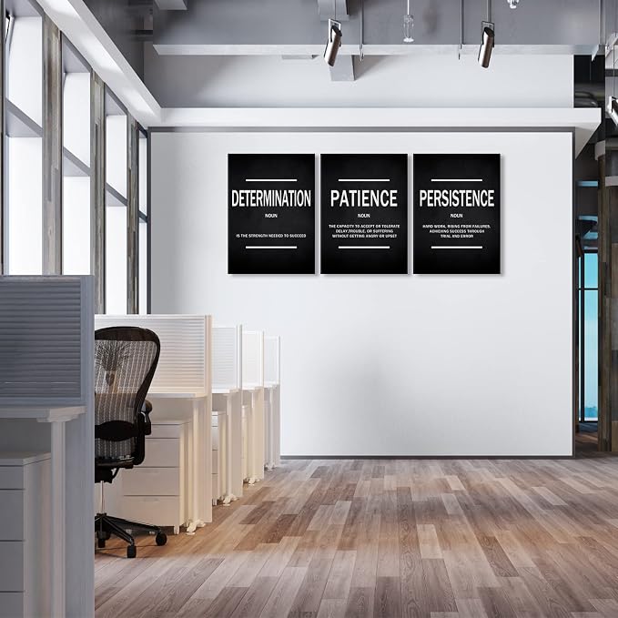 KAWAHONE Inspiration Quotes Wall Art, Motivational Determination Patience Persistence Poster Positive Affirmations Wall Picture for Home Office Bedroom Dorm Gift for Business Leadership Entrepreneur