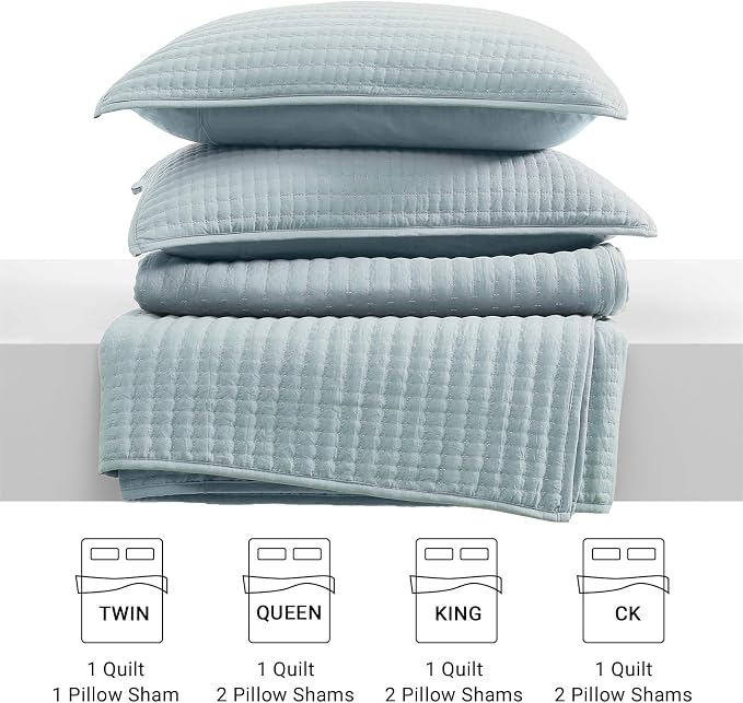 WRENSONGE Twin Quilt-Lightweight Bedspreads Sky Blue Twin Quilt Bedding Set | Soft Coverlet with Pillow Sham for All Seasons, Suitable for Bed & Couch, 2 Pieces, 66"x92"