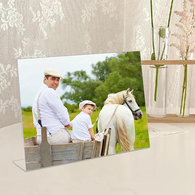 8x10 Acrylic Picture Frames, Set Of 6 Clear Acrylic Frameless Transparent Frame Gift for Desktop Display, Vertical Standing Picture or Display Sign Holder with Inserts for Home Office
