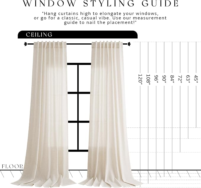 Jowels Beige Linen Curtains 84 Inch Long 2 Panels for Living Room | Tan Flax Light Filtering Sheer Curtain,Back Tab Pocket Pleated Look,Farmhouse Textured Privacy Drapes for Bedroom Window