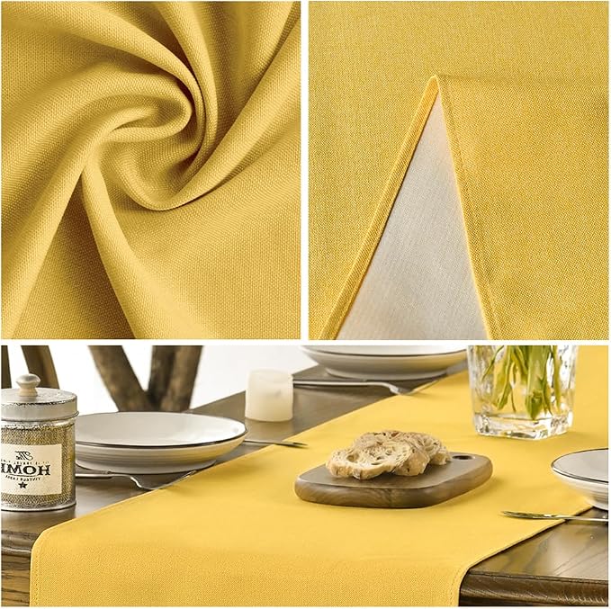 Artoid Mode Yellow Table Runner, Seasonal Summer Fall Washable Kitchen Dining Table Decoration for Home Party Decor 13x36 Inch