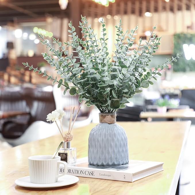 Canlierr 100 Pcs Faux Eucalyptus Stems Greenery Leaves Branch,Dark Green | Artificial Greenery for Wedding Centerpiece, Bouquet, Farmhouse Home Decor, Realistic Foliage, Vase Arrangements