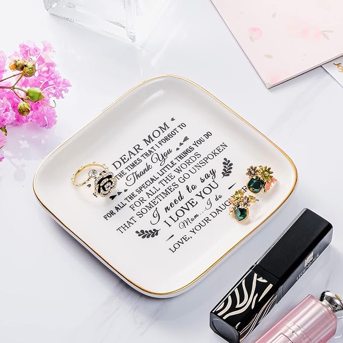 Mom Gifts from Daughter - Ring Dish for Mom Mothers Day Birthday Christmas