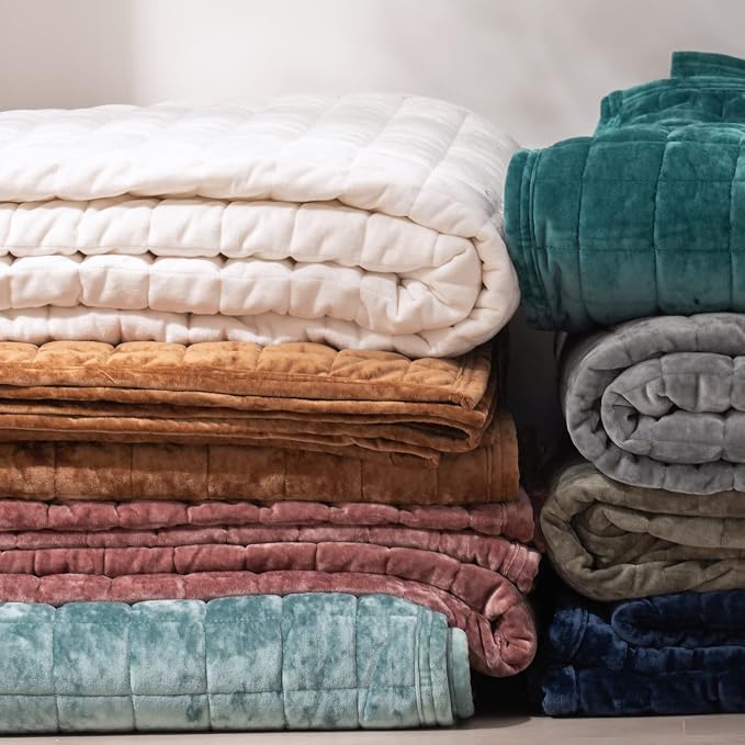 RECYCO Channel Box Stitch Velvet Quilt Set, King Size, Rusty Burnt Orange | Ultra Soft Lightweight Velvet Comforter, Luxury Oversized Bedspread Coverlet, Quilted Bedding Set for All Season with 2 Shams