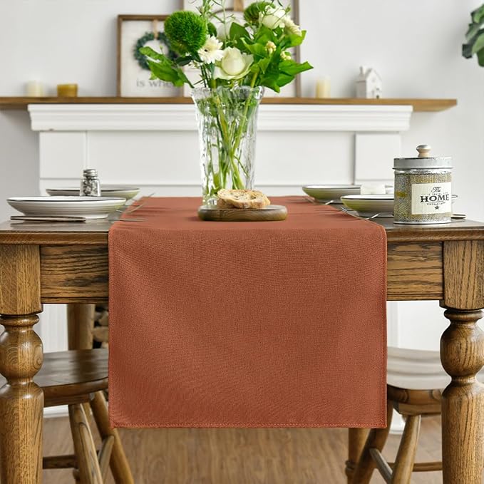 Artoid Mode Rusty Orange Table Runner, Seasonal Fall Thanksgiving Washable Kitchen Dining Table Decoration for Home Party Decor 13x60 Inch