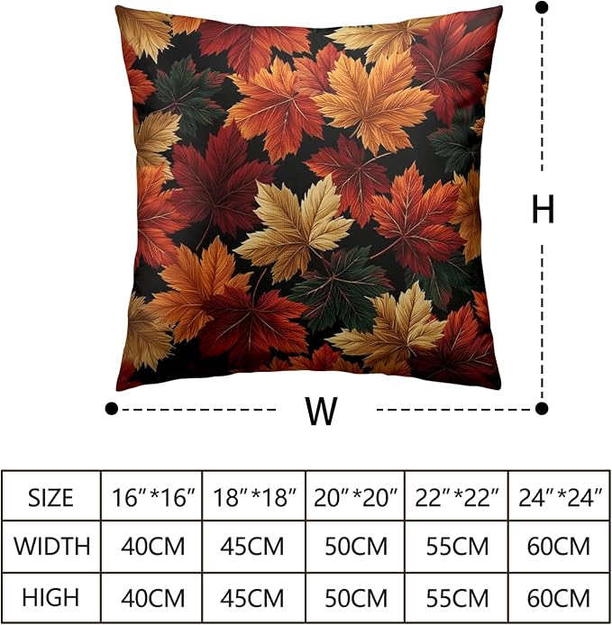 Autumn Leaf Pillow Covers Thanksgiving Outdoor Pillowcases Fall Maple Leaves Throw Pillow Covers 24x24 Harvest Farmhouse Cushion Cases for Home Living Room Sofa Couch 2 Pack
