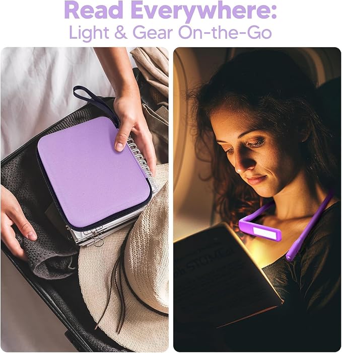 Neck Light with Storage Case, 3 Colors Dimmable Reading Light