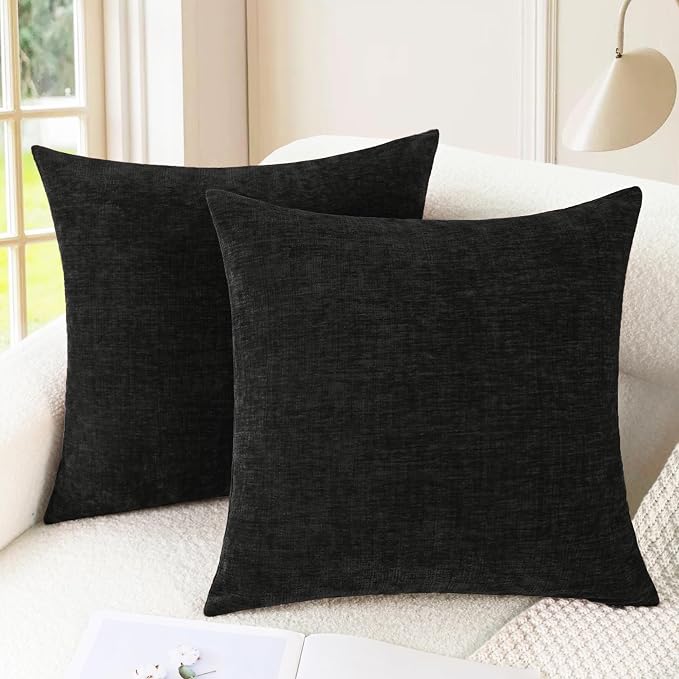 CaliTime Decorative Couch Throw Pillow Covers 20 X 20 Inches Black