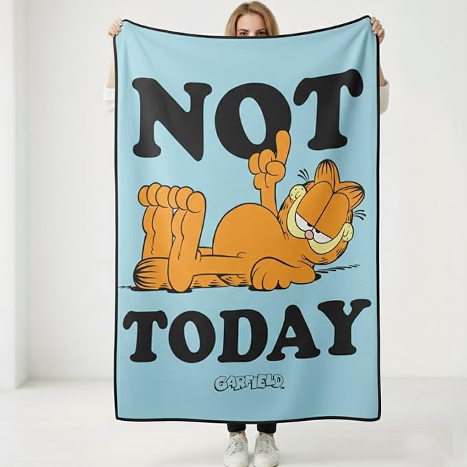 Silver Buffalo Garfield Not Today Quote, Fleece Throw Blanket, 45x60in | Soft and Cozy, 185 GSM