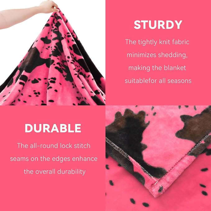 Hot Pink Blanket Queen Size, Extra Large Soft Warm Full Size Fleece Blanket for Couch Bed, Pink Bedroom Living Room Home Decor, 90x90 Inches