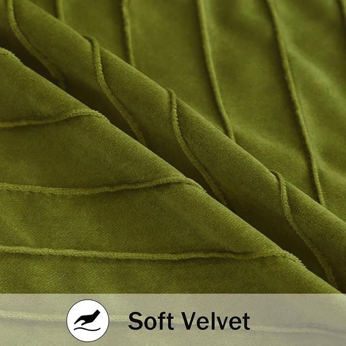Velvet Throw Pillow Covers 16x16 Pack of 2 Gold Decor Olive Green