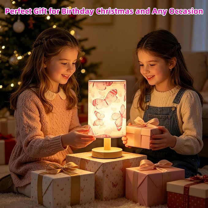 Butterfly Kids Table Lamp for Bedroom Girls Small Dimmable Bedside Lamps