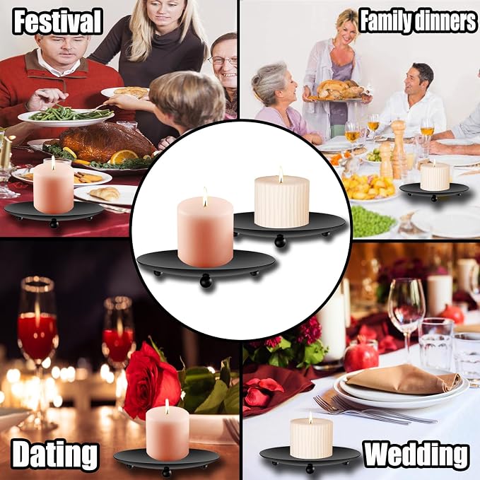 8 PCS Iron Plate Candle Holder,Candle Stand for LED & Wax Candles