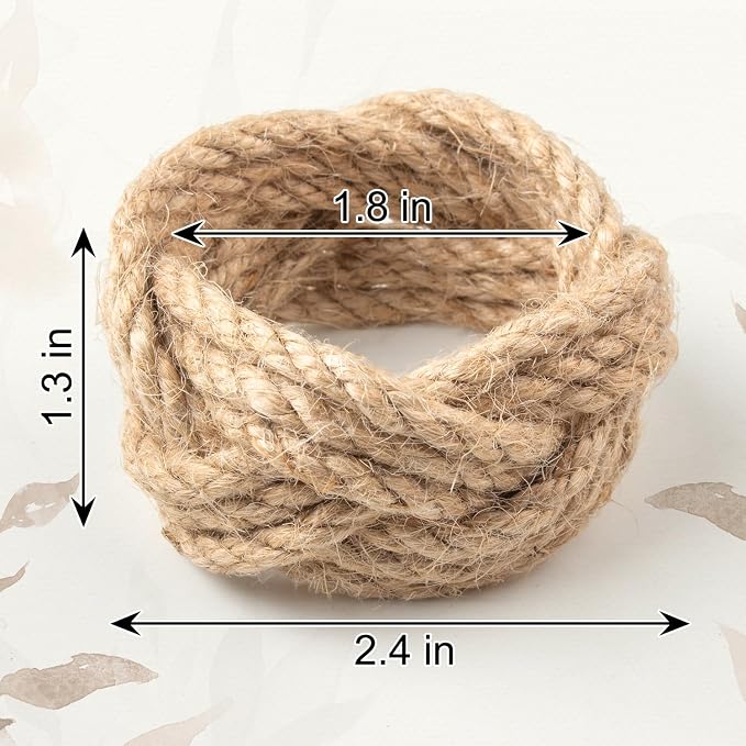 Napkin Rings Set of 12 Woven Natural Burlap Napkin Rings Rustic Napkin Ring Holder for Dining Table Decor Wedding Banquet Christmas Thanksgiving Easter Table Decorations