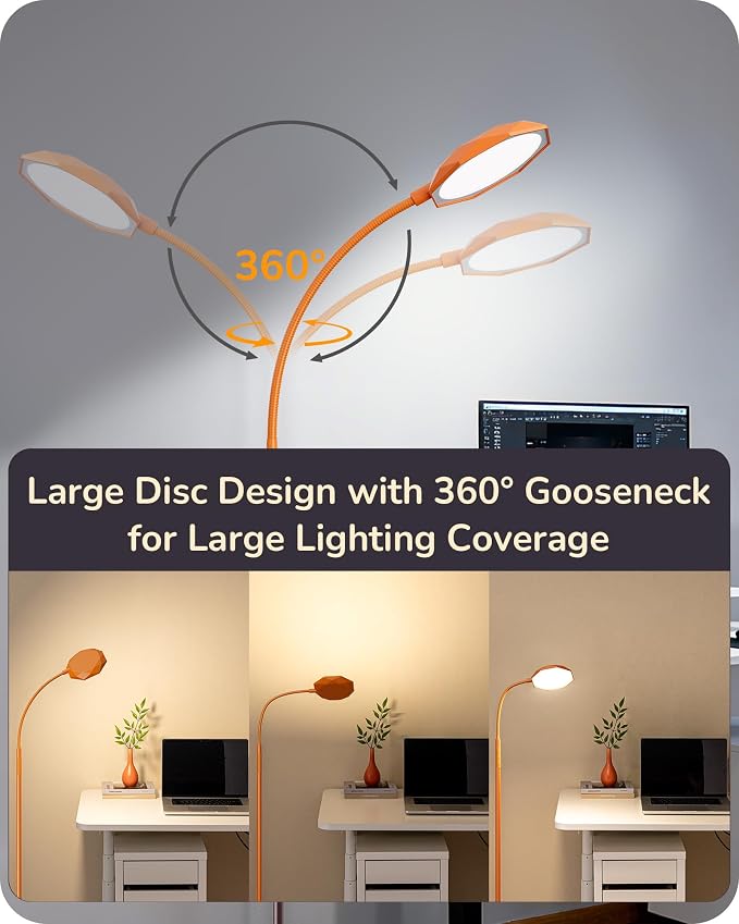 EDISHINE Modern LED Floor Lamp 1300LM Floor Lamps for Living Room Brown