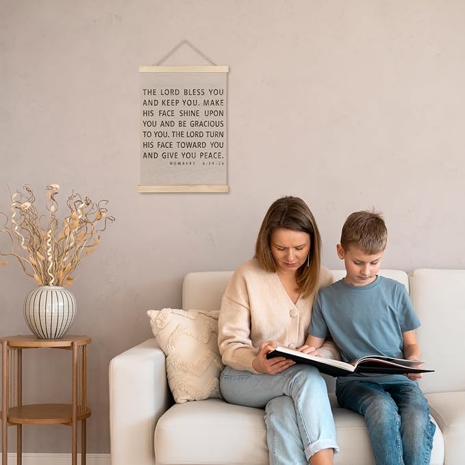 JINYO Beige Christian Wall Decor, Numbers 6:24-26 Bible Verse Wall Art Poster, Christian Room Decor, Religious Bible Scripture Posters for Home Bedroom Living Room, 12x16 Inches