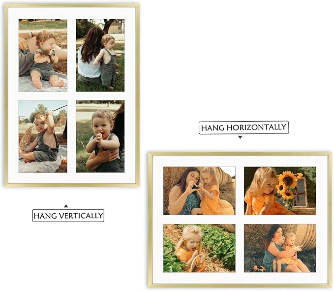 Golden State Art 12x16 Collage Frame w/Mat for 4 5x7 Photos Gold 1 Pack