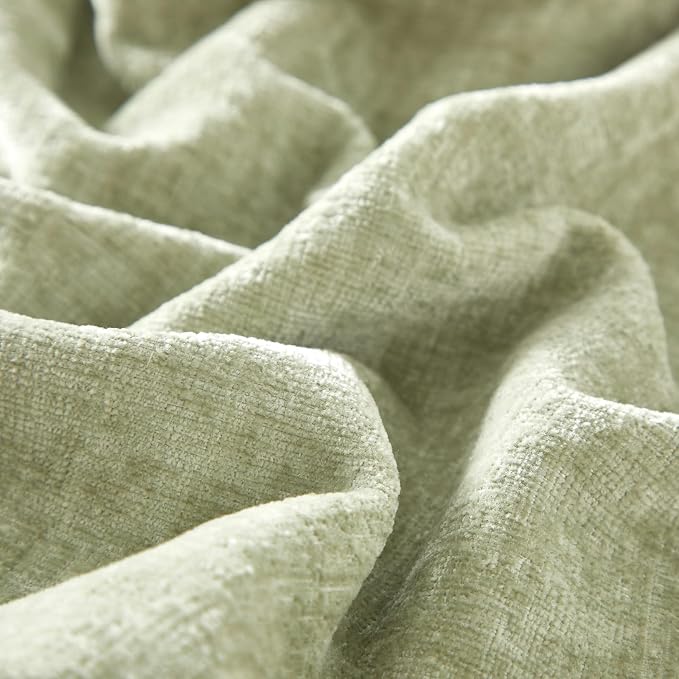 24x24 Chenille Decorative Throw Pillow Covers Case Set of 2,Light Green | JUSPURBET Cozy Soft Cushion Covers with Invisible Zipper for Couch Sofa Bed Home Decor Living Room