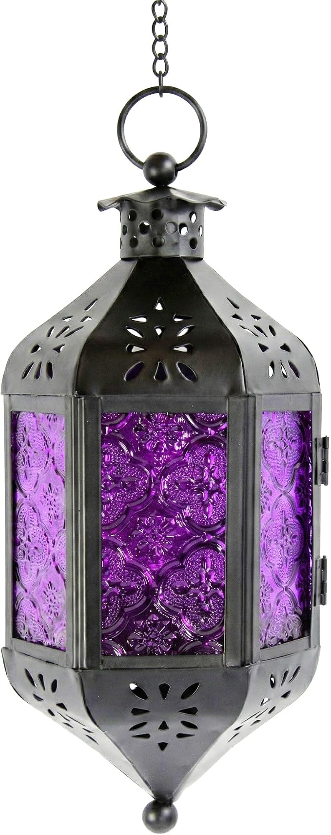 Vela Lanterns Decorative Indoor Moroccan Hanging Candle Holder, Purple, M