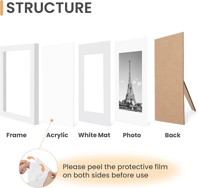 upsimples 4x6 Picture Frame Set of 10, Display Pictures 3.5x5 with Mat or 4x6 Without, Multi Photo Frames Collage for Wall or Tabletop Display, White
