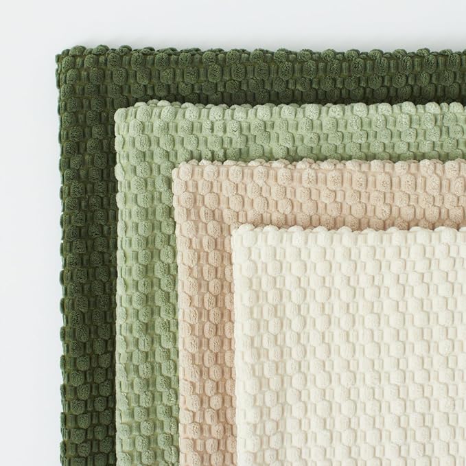 Kevin Textile Spring Throw Pillow Covers Pack of 4 Spring Super Soft Boho Corduroy Decorative Pillow Covers Cases Solid Color Plush Texture Throw Pillows for Sofa Couch Chair 18x18 Inch, Green