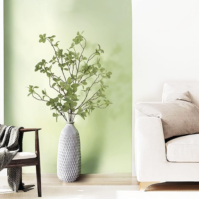 2 pcs Artificial Greenery Stems, 41.3’’ Tall Fake Plants Branches Faux Greenery Ficus Twig Leaf for Home Garden Shop Office Desk Decoration