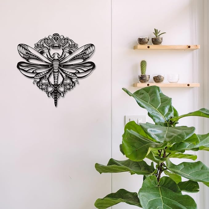 Rajukit Floral Dragonfly Metal Wall Art for Patio Garden | Elegant indoor outdoor decor weather resistant accent details perfect for patio garden living room premium dragonfly hanging
