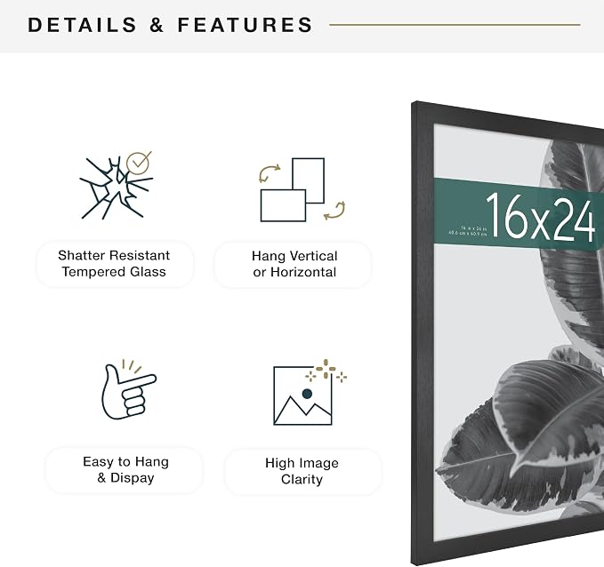 MCS Studio Gallery Poster Frame, 16x24, Black Woodgrain, 1-Pack