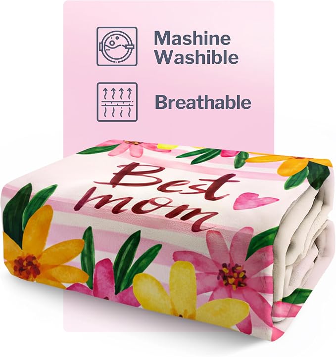FILO ESTILO Mom Blanket 50"x60" in Gift Ready Packaging for Mother | Cozy Dyed Fleece Throw Blanket by FiloEstilo - Best Mom Ever Gift for Couch or Bed | Special Present from Daughter or Son