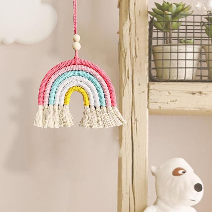 1PCS Colorful Rainbow Wall Decor - Handmade Weaving Ornament Pendant Decoration Wall Decor Hanging Home Decoration (Yellow)