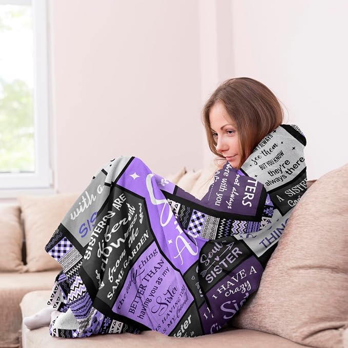 Ruvinzo Sister Gifts from Sis, Sisters Birthday Gift Idea, Best Sister Ever Gift for Women, Birthday Gifts for Sisters, Sis Soft Purple Throw Blanket 60" x 50"