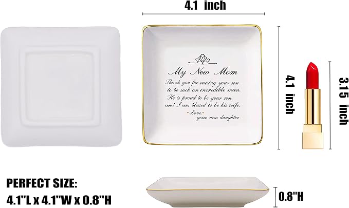 Gift for Mother of the Groom from Bride-Thank You for Raising Your Son-Ceramic Jewelry Holder Ring Dish Trinket Tray-Wedding Present for New Mother-Bridal Shower Present-I Am Blessed to Be His Wife