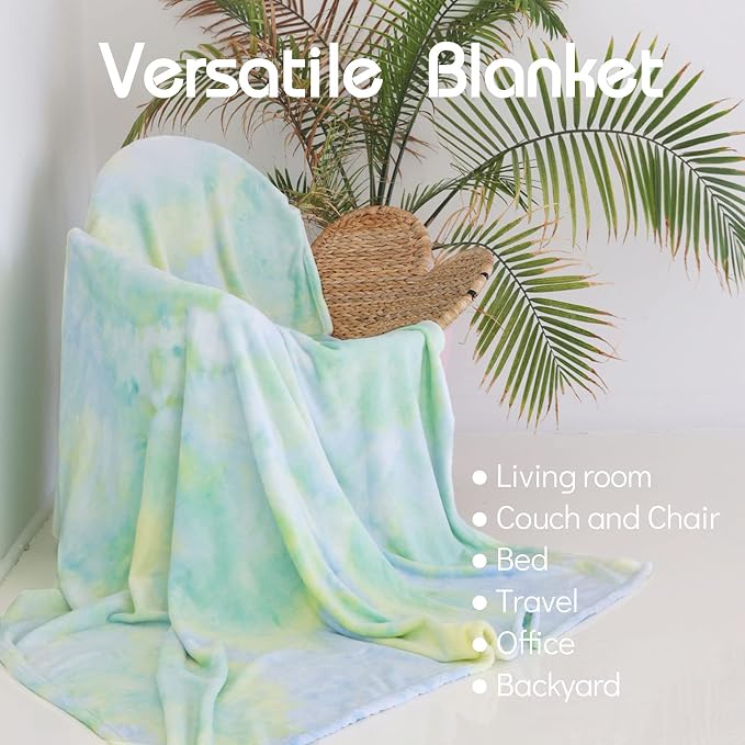 Ailemei Direct Rainbow Blanket,Pastel Tie Dye Design,Mint,90"x108" | Soft Cute Funny Decorative Flannel Throw Blankets, Fuzzy Fleece Bed Blankets for Teen Girl Adults Kid's Gift
