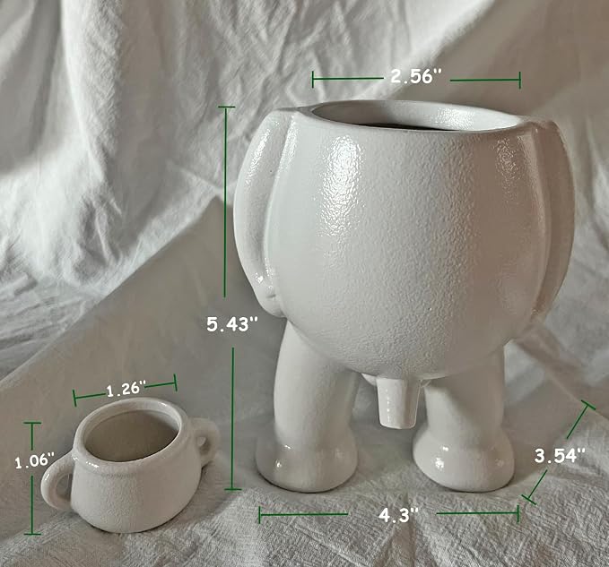Creative Ceramic Human Shape Planter Funny Penis Planter with Drainage, Stylish Peeing Pot For Indoor/Outdoor Positive Penis Gifts Piss Succulent Plant Pot Gift for Father Friends Family (White)