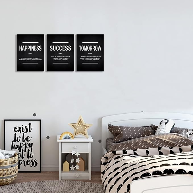KAWAHONE Motivational Success Quotes Wall Art, Positive Entrepreneur Tomorrow Poster Inspirational Happiness Relaxing Wall Hanging Picture Decor for Home Office Workplace Gift for Business Leadership