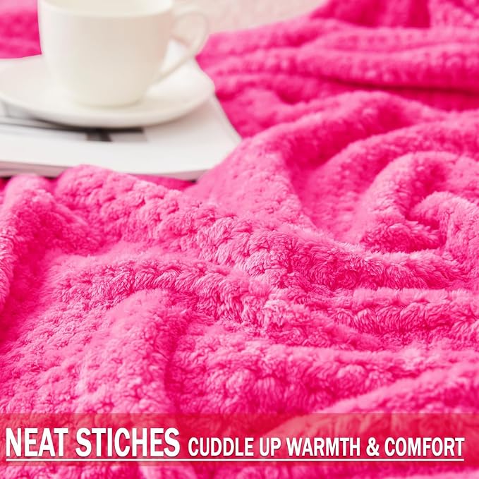 Exclusivo Mezcla Soft Waffle Fleece Bed Blanket King Size, Hot Pink | Lightweight Plush Blanket for Bed, Bedroom, Cozy Flannel with Waffle Texture, Stylish Home Decor, All Season, 104x90 Inches