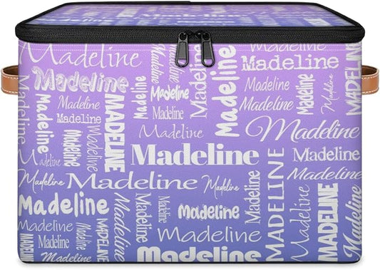 Custom Storage Basket with Name, Personalized Keepsake Box, Purple
