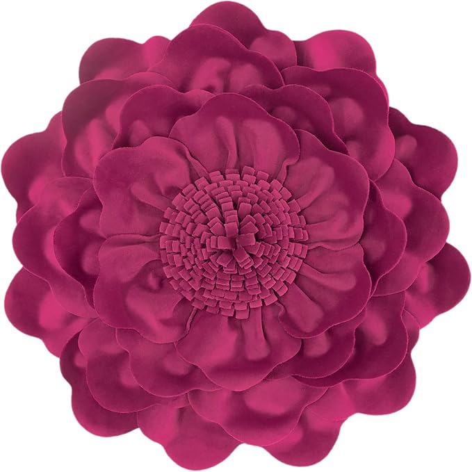 JWH Flower Throw Pillow Cover Decorative Round Pillow Case Floral Cushion for Bed Sofa Couch Car Decor 14 Inches Magenta