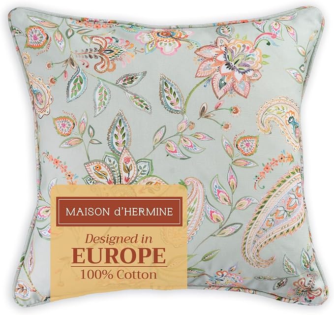 Maison d' Hermine Throw Pillow Covers 100% Cotton (18" x 18" - Pack of 1)