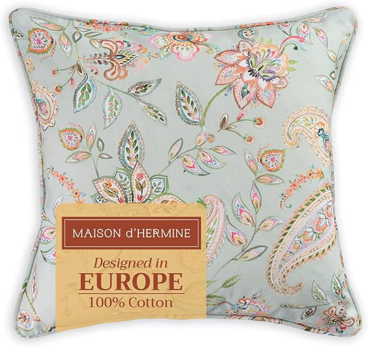 Maison d' Hermine Throw Pillow Covers 100% Cotton (18" x 18" - Pack of 1)