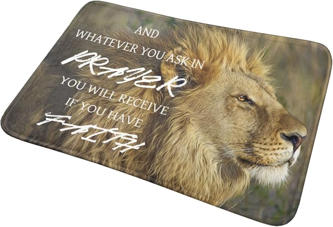 VIVACITE Prayer Mat Christian Prayer Rug for Prayer Room Décor Essentials | Thick Padded Half-Inch Foam with Knee Support, Faith Based Christian Gifts for Women Men, Bible Verse Matthew 21:22, 24"X16"