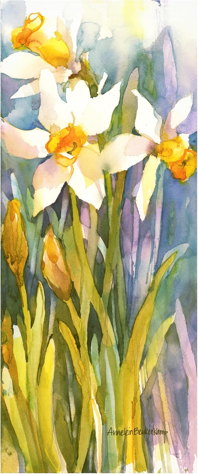 Wrapped Canvas Wall Art - Annelein Beukenkamp 'Narcissus' Wall Art for Living Room, Bedroom, or Office Décor - 14x32