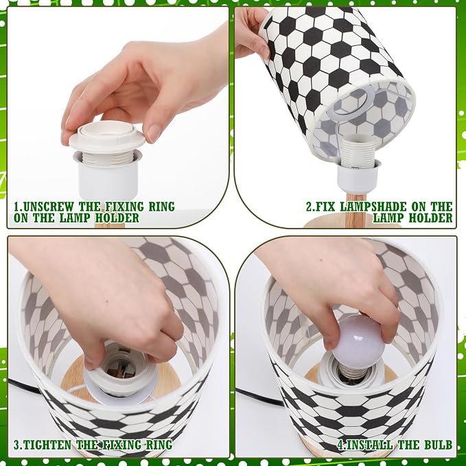 VIHOSE Soccer Kids Table Lamp for Bedroom Kids Lamps for Girls Room