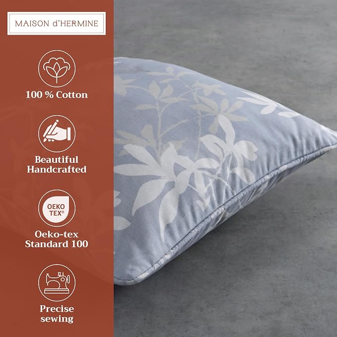 Maison d' Hermine Throw Pillow Covers 100% Cotton (20" x 20" - Pack of 1)
