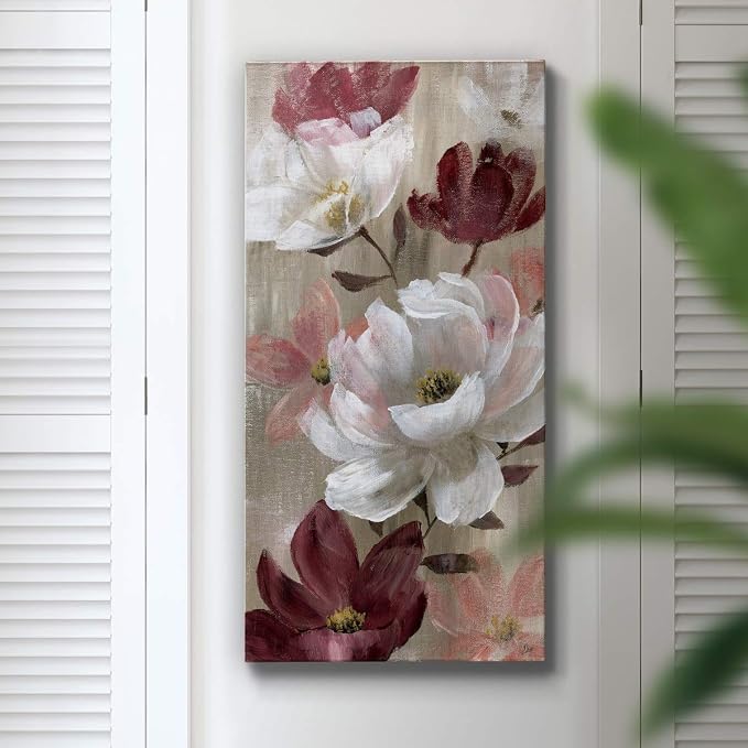 Renditions Gallery Canvas Flower Wall Art Home Glam Paintings & Prints Colorful Rose Garden Modern Romantic Botanical Wall Hanging Decorations for Bedroom Office Kitchen - 20"x40" LT43
